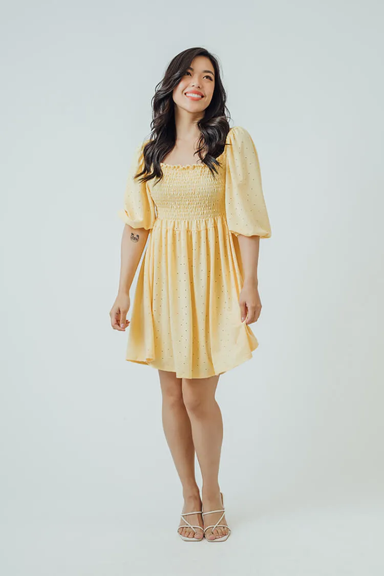 Trixie Square Neck Shirred Dress