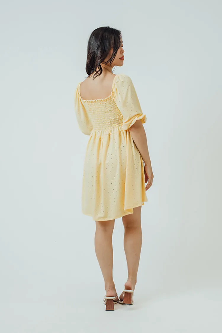 Trixie Square Neck Shirred Dress