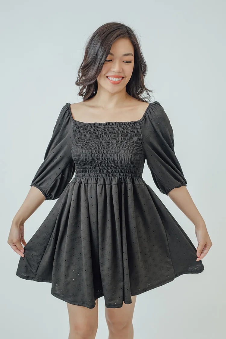 Trixie Square Neck Shirred Dress