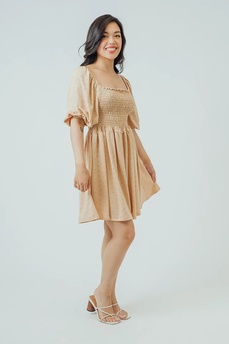 Trixie Square Neck Shirred Dress