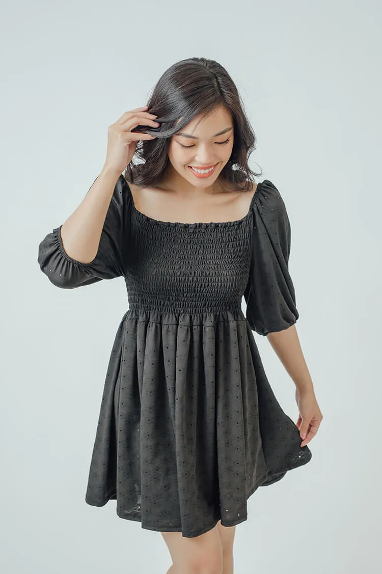 Trixie Square Neck Shirred Dress