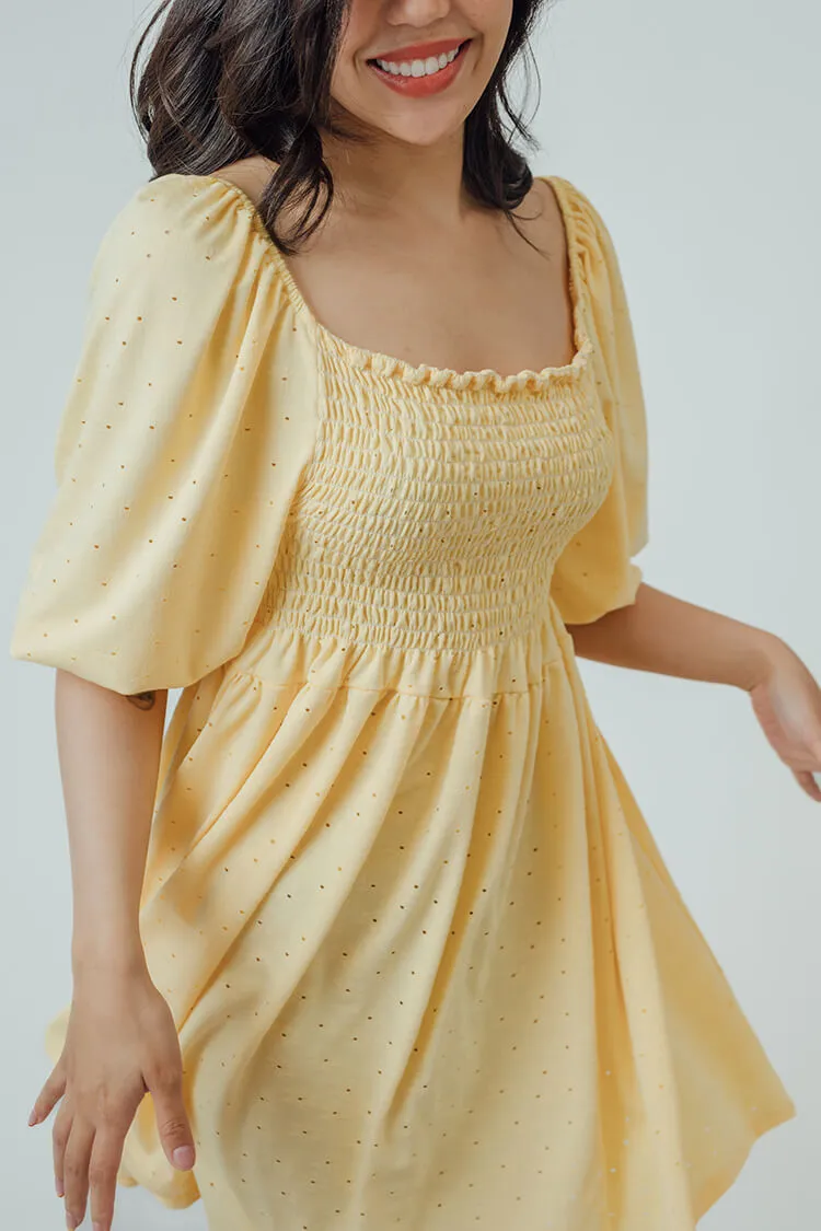 Trixie Square Neck Shirred Dress