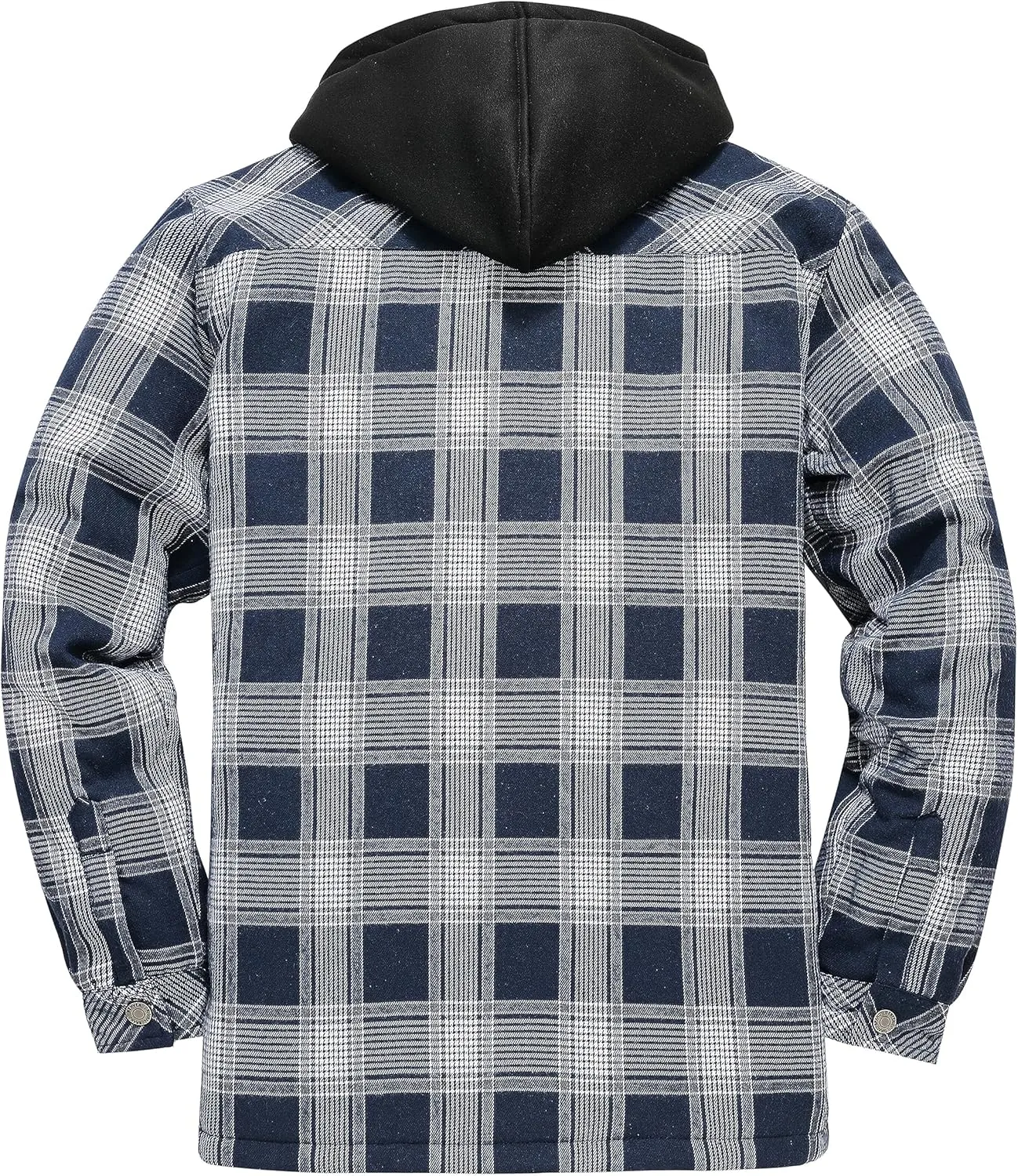 WenVen Men's Thicken Plaid Flannel Quilted Shirts Jacket with Removable Hood
