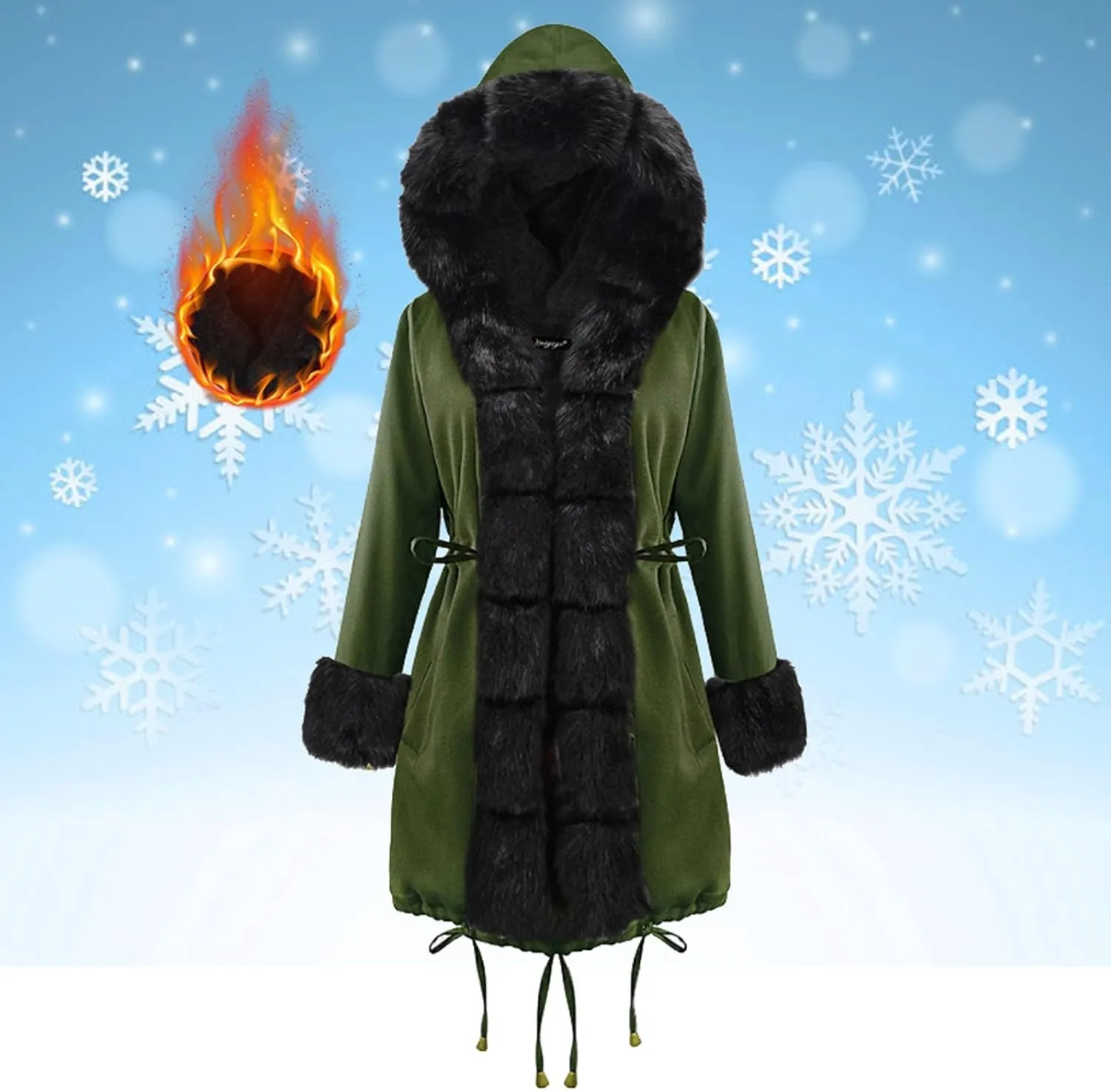 Women's 2024 Winter Fuzzy Fleece Coats Open Front Faux Fur Long Jackets Lapel Long Sleeve Sherpa Outerwear Coat