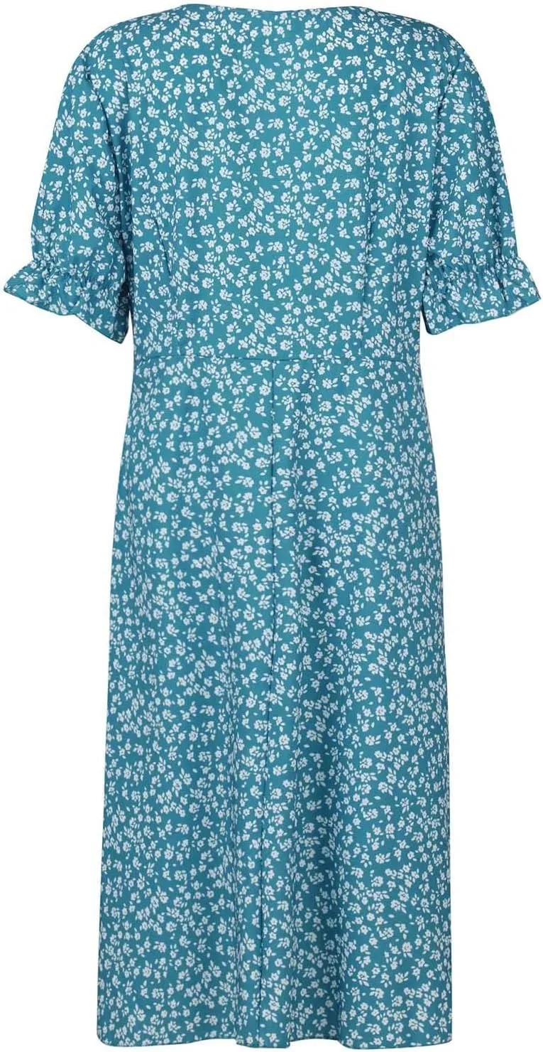 Women's Dresses Floral Printed Boho Dresses Summer Swing V-Neck Short Sleeve Dress Maxi, S-XL