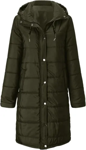 Women's Montreal Mid-Thigh Length Hood Winter Warm Long Vest Sleeveless Long Quilted Vest Thicken Long Outwear