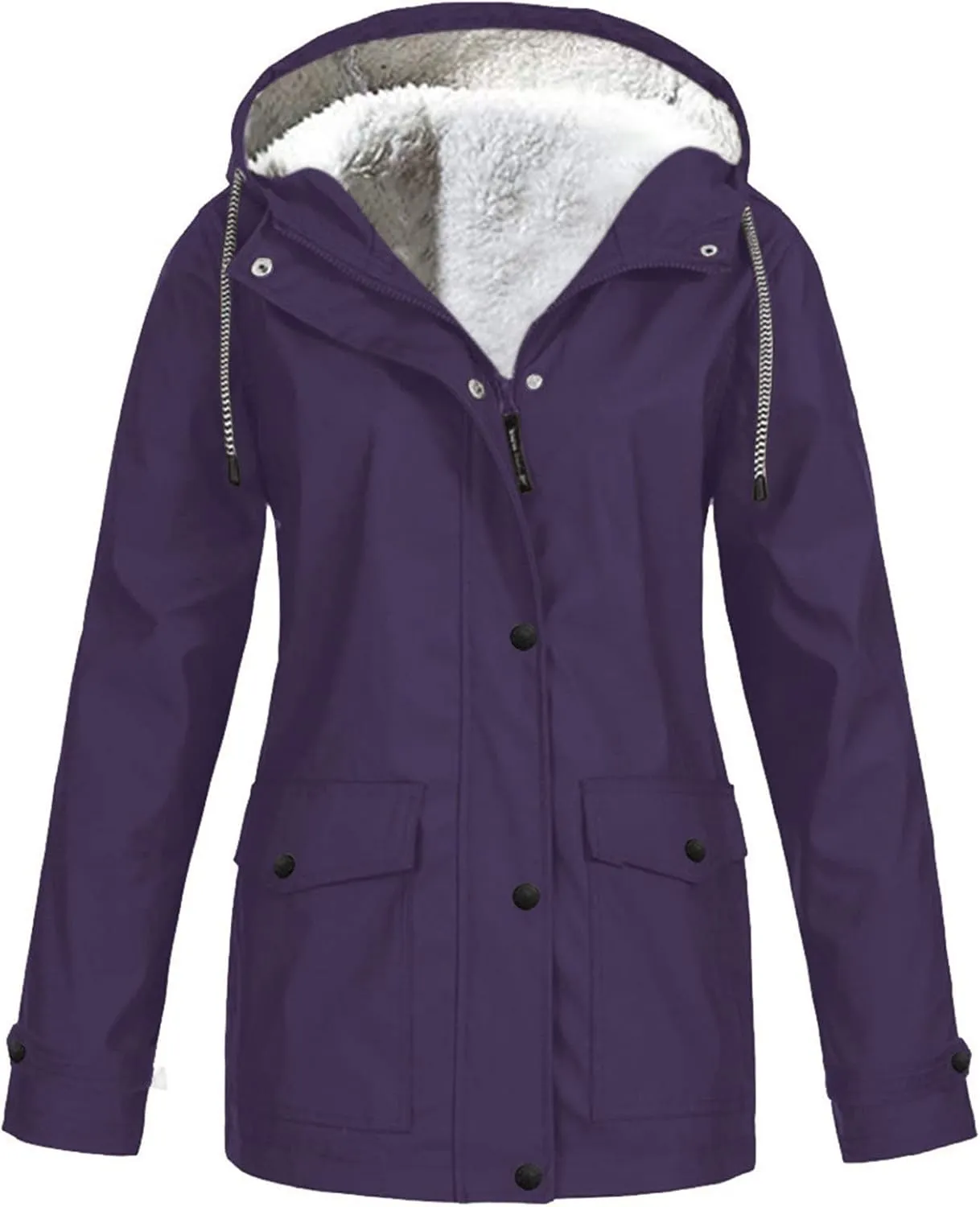 Womens Winter Coats Fashion 2023 Warm Sherpa Fleece Lined Parkas Jacket Waterproof Outerwear With Hood