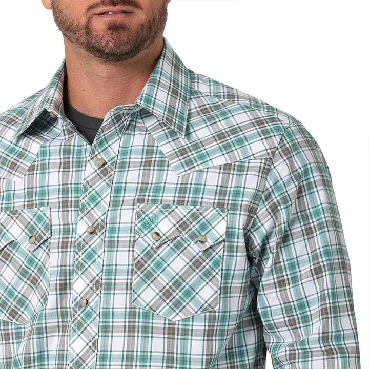 Wrangler | Retro Modern Fit Turquoise Plaid LS  Shirt