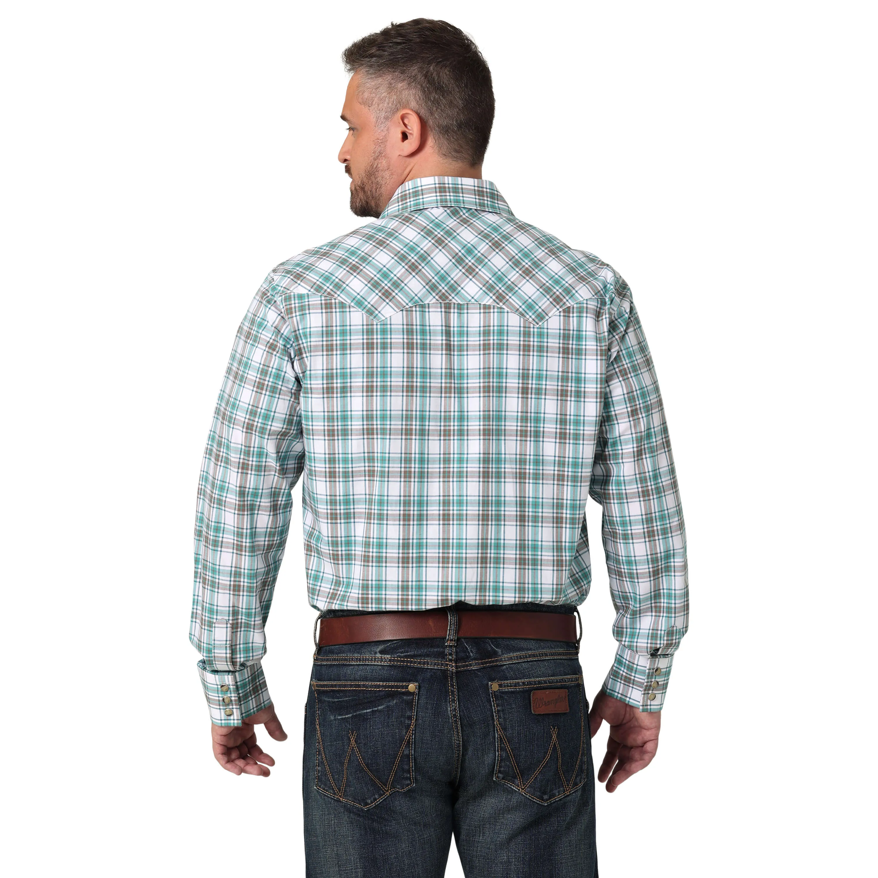 Wrangler | Retro Modern Fit Turquoise Plaid LS  Shirt